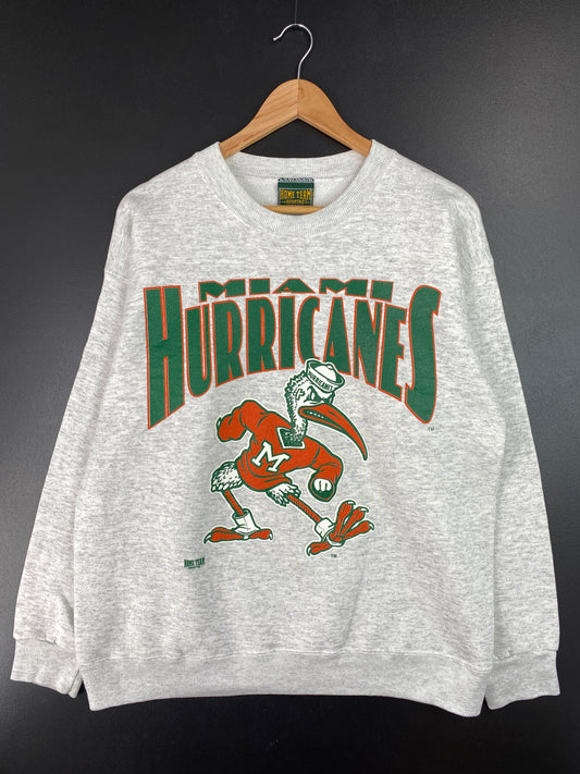 90's MIAMI HURRICANES Made in USA Size L Vintage College Sweat-Shirt / A7252