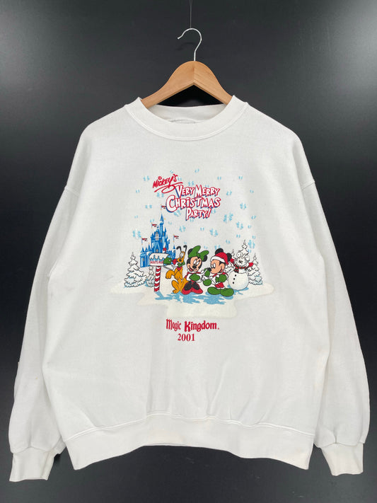 2001 DISNEY MICKEY CHRISTMAS Size L Vintage Sweat-shirt / K5839