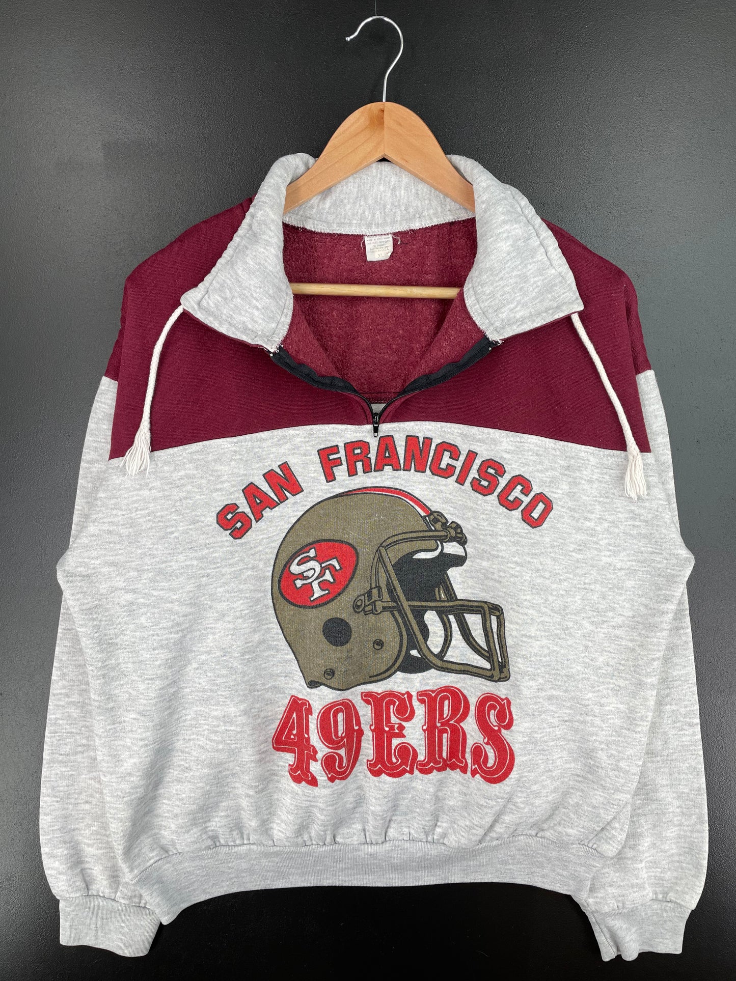 90's SAN FRANCISCO 49ERS Made in USA Size XL Vintage NFL Half Zip-up Sweat-shirt / A1555