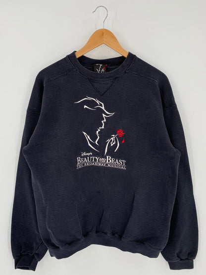 90's DISNEY BEAUTY AND BEAST Made in USA Size L Vintage Sweat-shirt / K7033