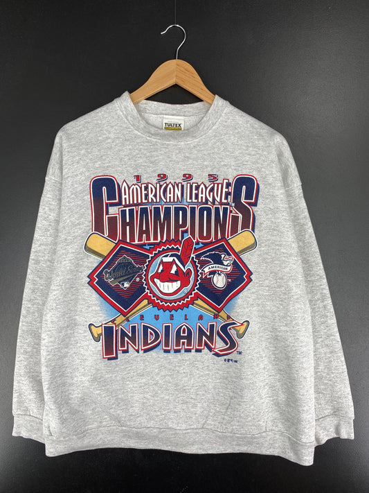 1995 AMERICAN LEAGUE CHAMPIONS CLEVELAND INDIANS Size XL Vintage MLB Sweat-Shirt / A5513