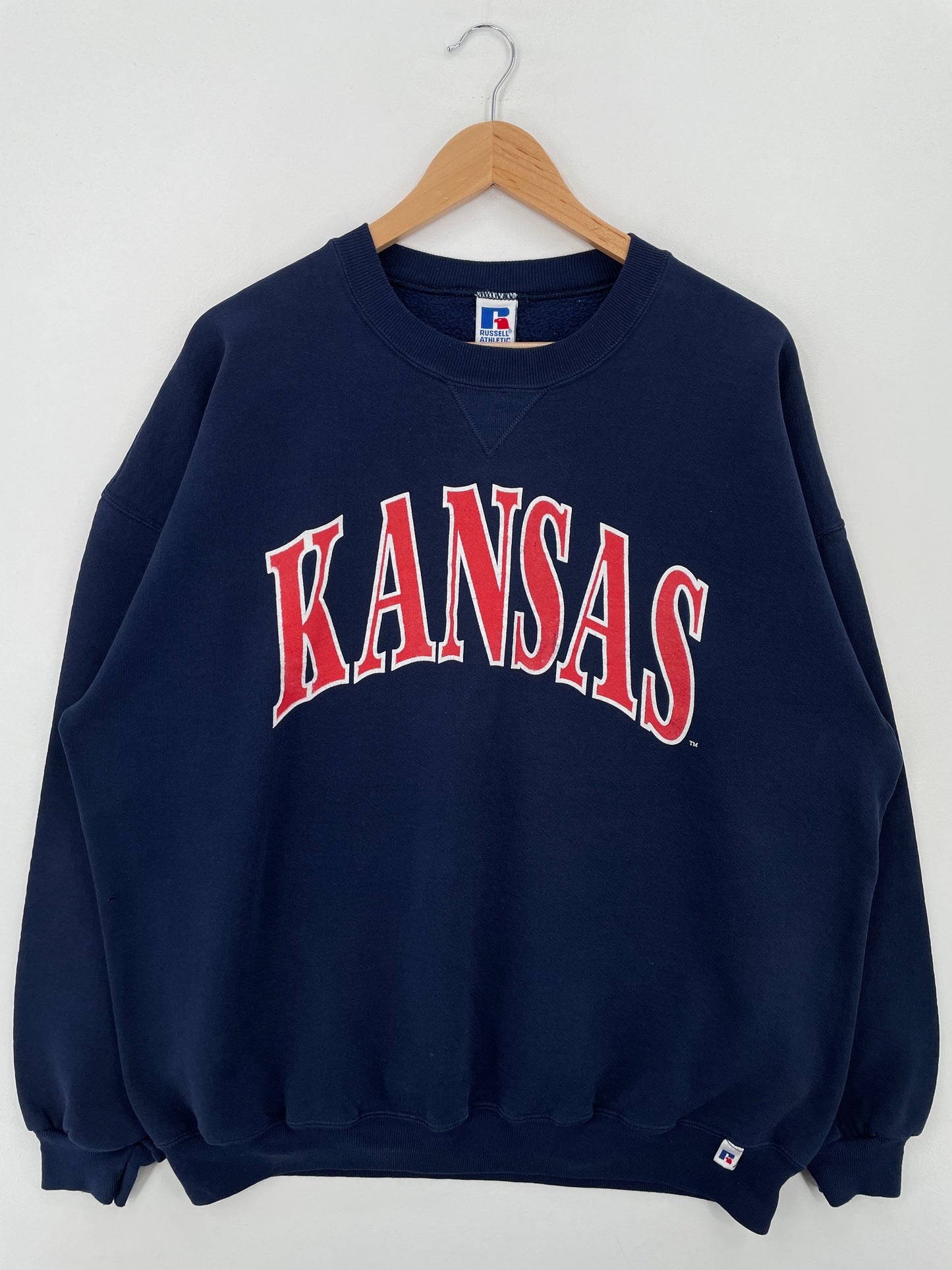 90's KANSAS Made in USA Size XXXL Vintage College Sweat-Shirt / E3832S