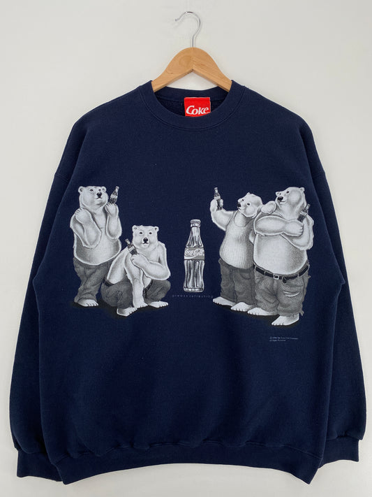 1996 COCA-COLA CHEERS BEARS Made in USA Size XL Vintage Sweat-shirt / A5214