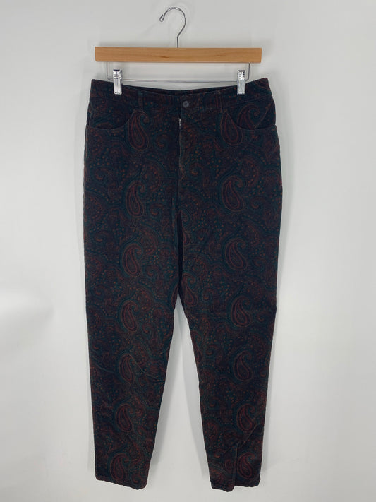 Vintage DONCASTER Size W33 Paisley Corduroy Pants / K8363