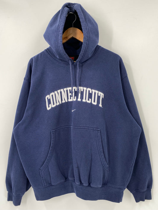 00' NIKE CONNECTICUT Size L Vintage Hoodie Sweat-Shirt / K4649