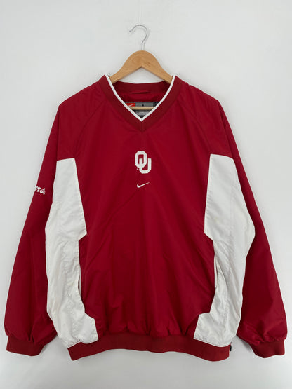 00' NIKE OKLAHOMA SOONERS Size L Vintage College Nylon Jacket / A5289