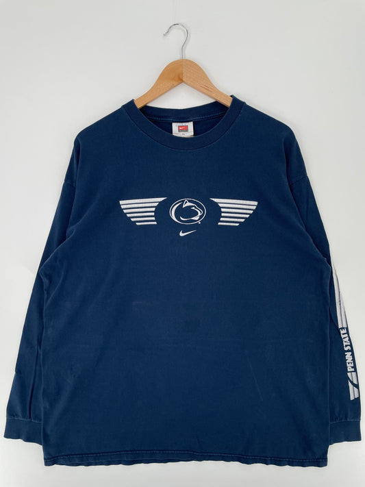 00' NIKE PENN STATE Size XL Vintage College Long Sleeve T-Shirts / A1731