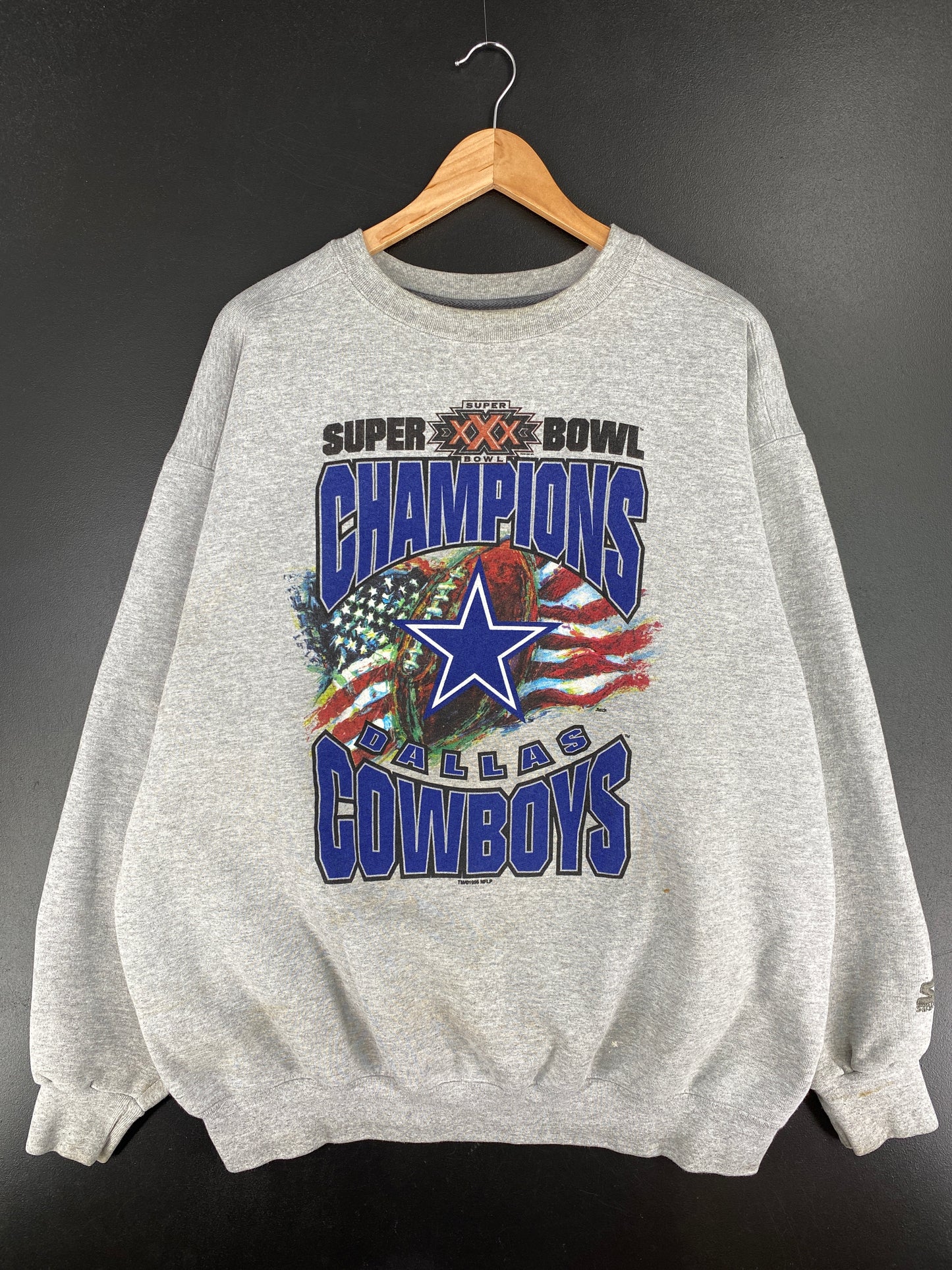 1996 STARTER x DALLAS COWBOYS SUPER BOWL CHAMPIONS Made in USA Size XXL Vintage NFL Sweat-Shirt / A6133