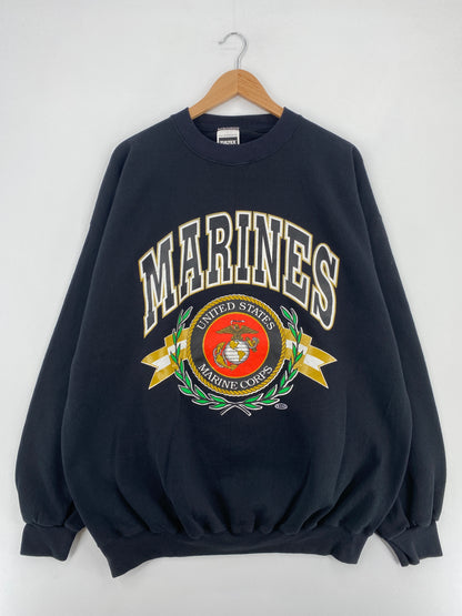 90's UNITED STATES MARINES Made in USA Size XXL Vintage Sweat-shirt / E536