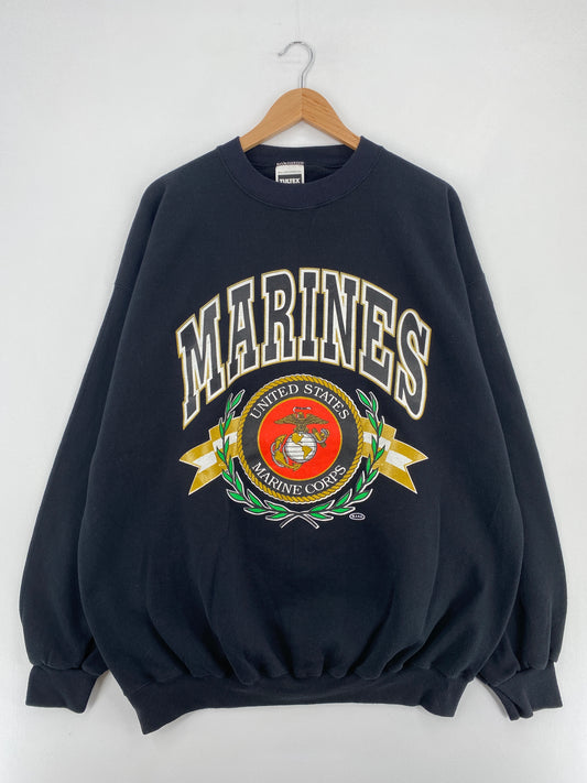 90's UNITED STATES MARINES Made in USA Size XXL Vintage Sweat-shirt / E536