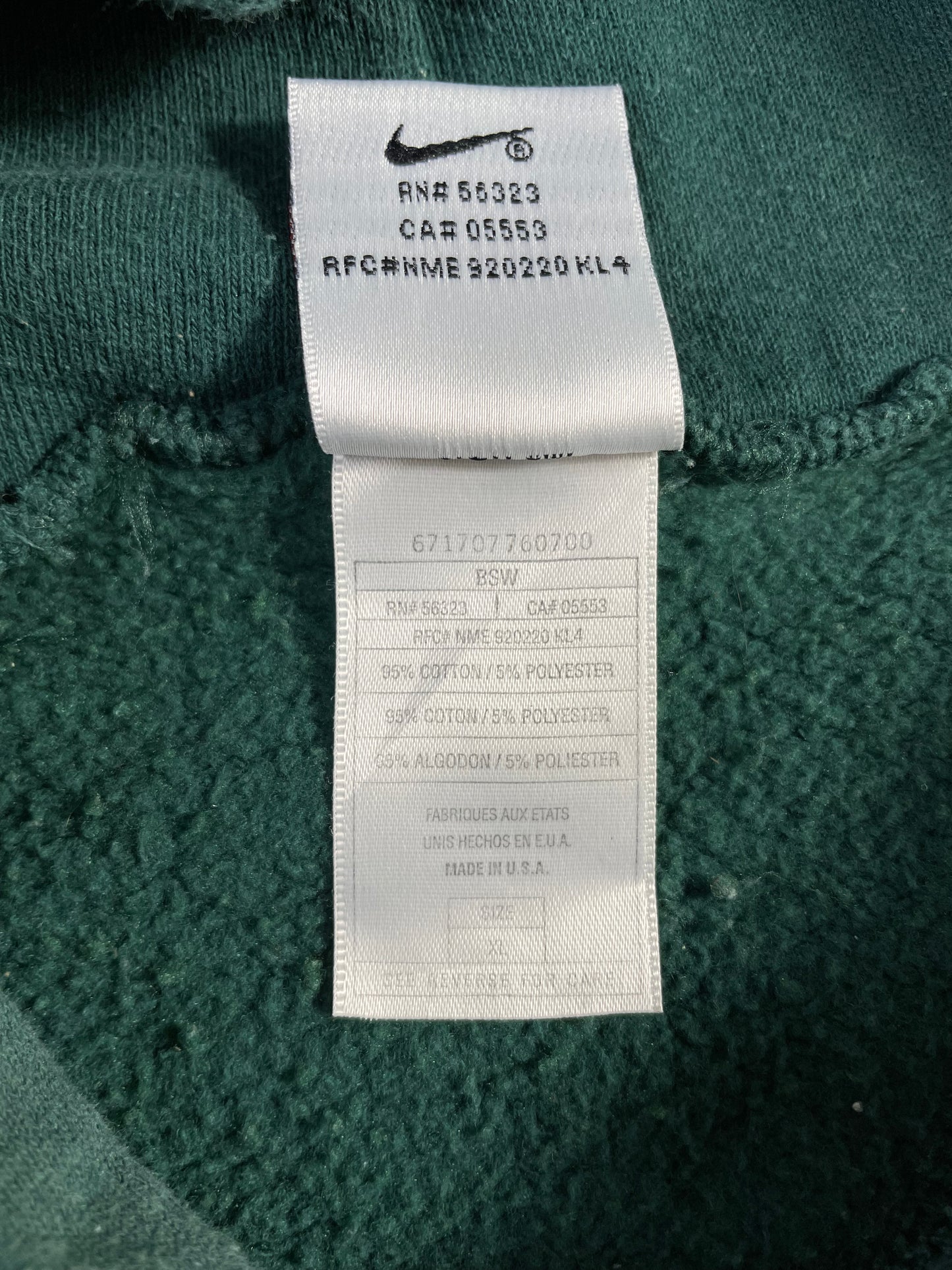 90's NIKE MINI SWOOSH Made in USA Size XL Vintage Hoodie Sweat-shirt / A994