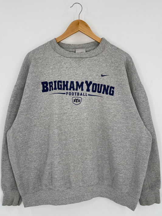00' NIKE BRIGHAM YOUNG Size XL Vintage College Sweat-Shirt / K5141