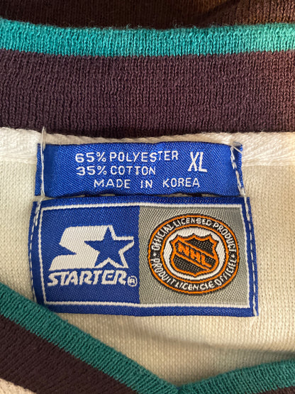 90's STARTER DISNEY MIGHTY DUCKS Size XL Vintage NHL 3/4 Sleeve Uniform Shirt / K2028