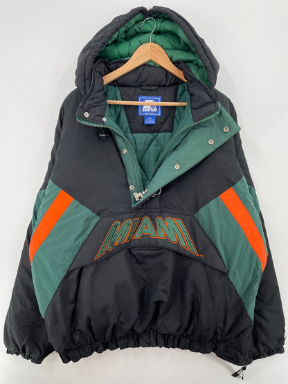 90’s STARTER x MIAMI HURRICANES Size XXL College Padded Nylon Jacket / A8275