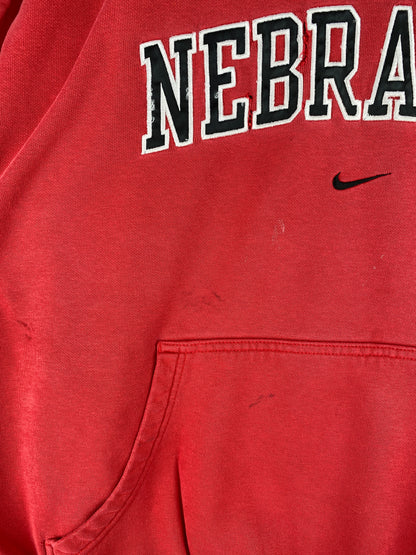 00' NIKE NEBRASKA Size L Vintage College Hoodie Sweat-Shirt / A3528