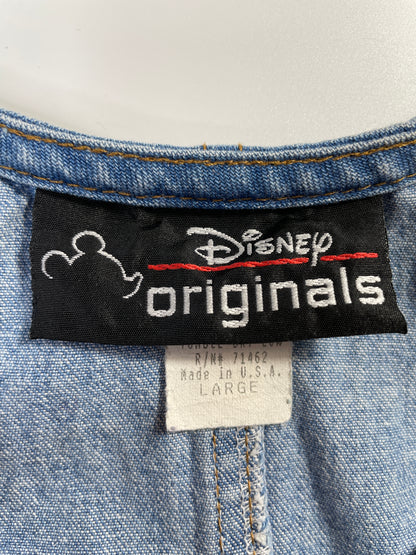 90's DISNEY MICKEY Made in USA Size L Vintage Denim Overall Dress / E6659P