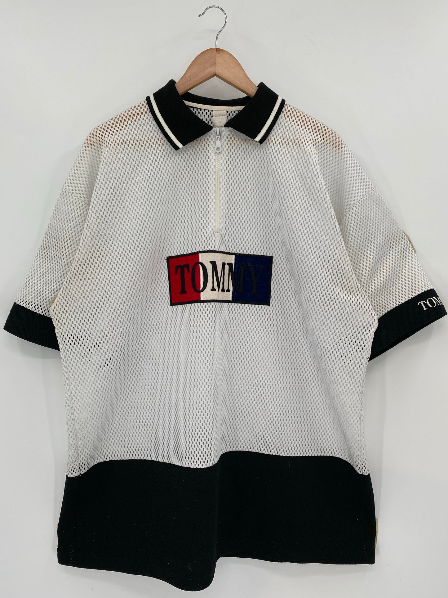 90's TOMMY HILFIGER Size L Vintage Mesh Polo Shirt / E4231T