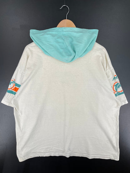 90's MIAMI DOLPHINS Made in USA Size L Vintage NFL Hoodie T-Shirt / E2749T