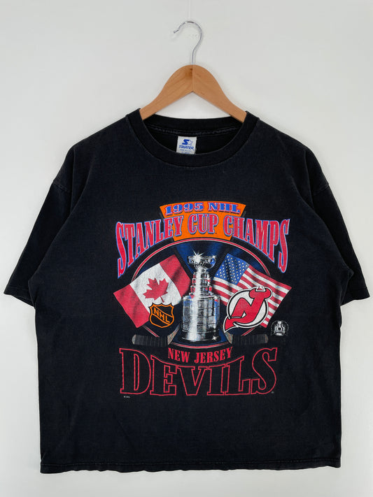 1995 STARTER x NEW JERSEY DEVILS Size XL Vintage NHL T-Shirt / A3852