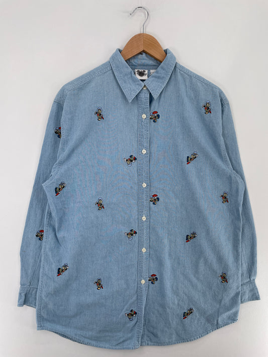 00' DISNEY JIMINY CRICKET Size L Vintage Button down Shirt / E5134B