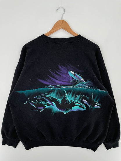 90's ORCA Made in USA Size XL Vintage Animal Sweat-Shirt / A9937