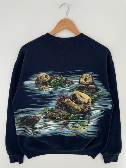 90's SEA OTTER Made in USA Size M Vintage Animal Sweat-Shirt / E4763S