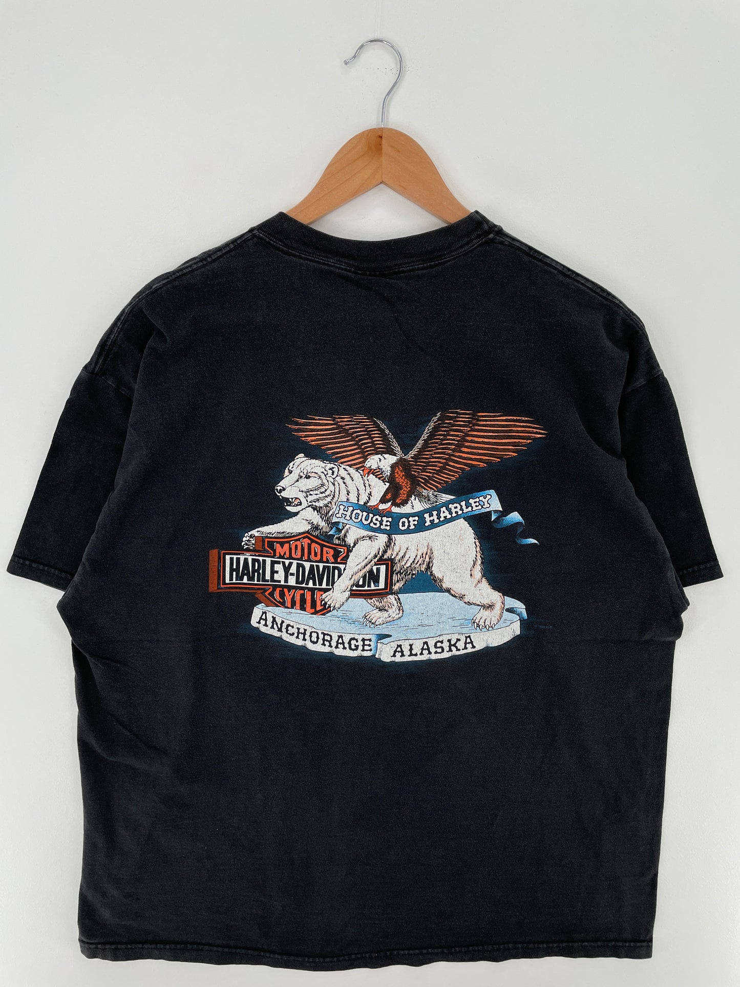 90's HARLEY DAVIDSON x ALASKA Made in USA Size XL Vintage T-shirt / A3595