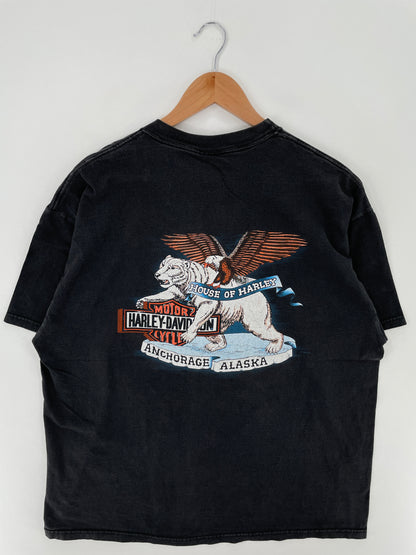 90's HARLEY DAVIDSON x ALASKA Made in USA Size XL Vintage T-shirt / A3595