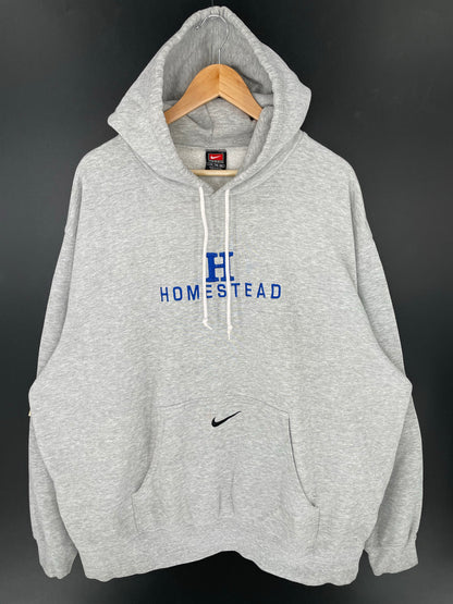 00' NIKE HOMESTEAD Size XXL Vintage College Hoodie Sweat-shirt / K9145