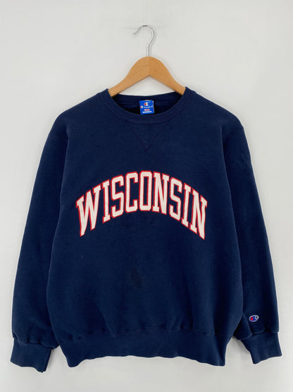 90’s Champion x WISCONSIN Made in USA Size L Vintage College Sweat-shirt / E4590S