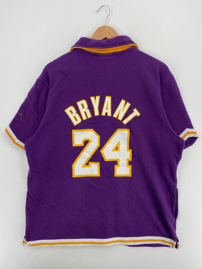 00' LOS ANGELES LAKERS #24 KOBE BRYANT Size L Vintage NBA Button Down Sweat-Shirt/ A5640