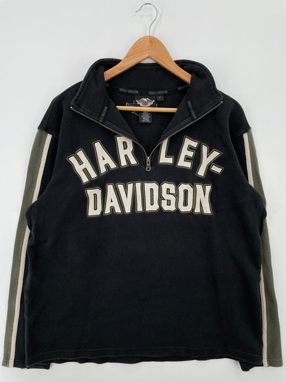 Vintage HARLEY DAVIDSON Size L Half Zip-up Sweat-Shirt / A8561