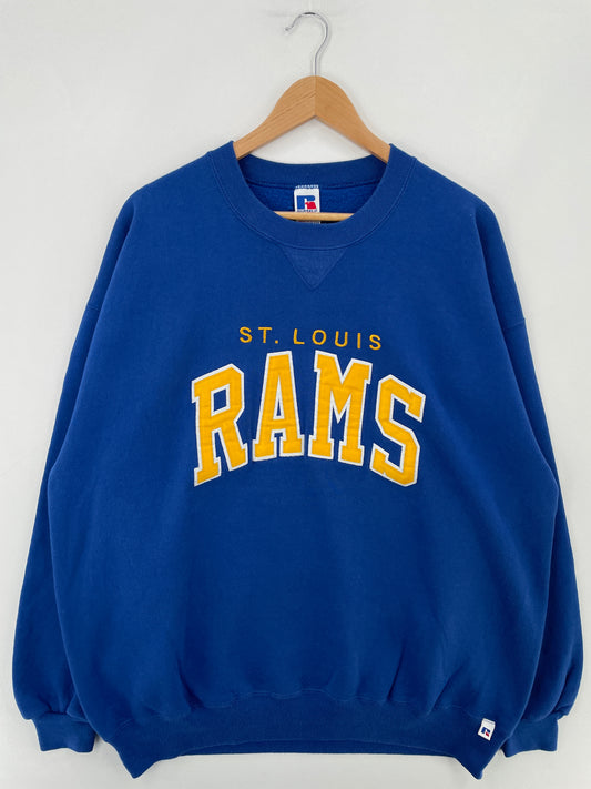 90's RUSSELL x ST.LOUIS RAMS Made in USA Size XXL Vintage NFL Sweat-Shirt / E3791S